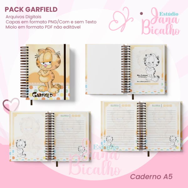 PACK Caderno Pautado A5+Bloquinho A6 - Garfield - Imagem 2