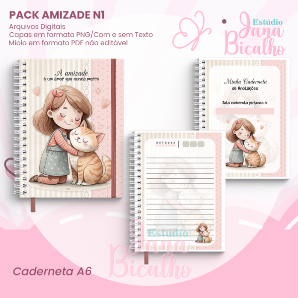 PACK Caderno Pautado A5+Caderneta A6 - Amizade N1 - Imagem 3