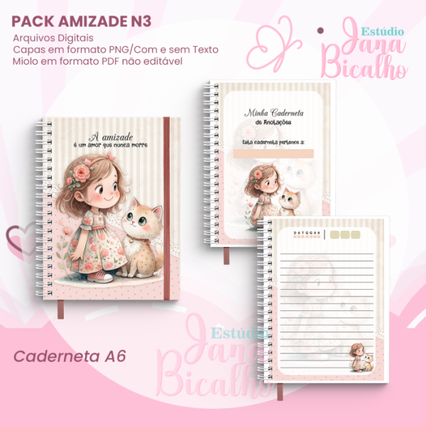PACK Caderno Pautado A5+Caderneta A6 - Amizade N3 - Imagem 3