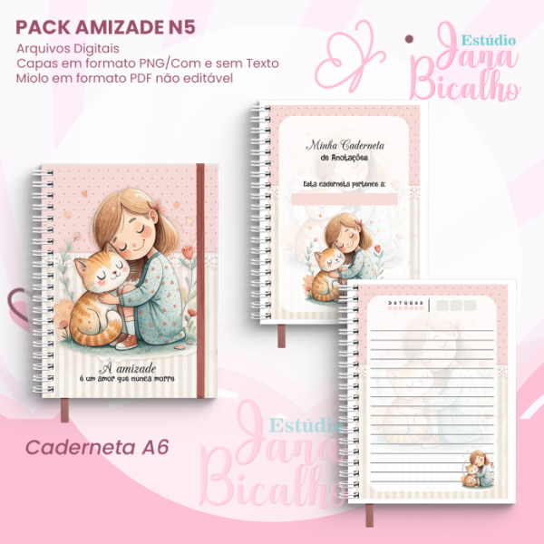 PACK Caderno Pautado A5+Caderneta A6 - Amizade N5 - Imagem 3