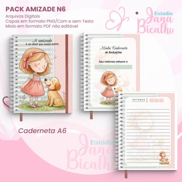 PACK Caderno Pautado A5+Caderneta A6 - Amizade N6 - Imagem 3