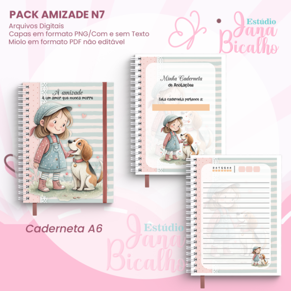 PACK Caderno Pautado A5+Caderneta A6 - Amizade N7 - Imagem 3