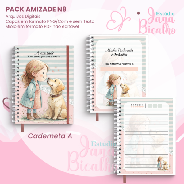 PACK Caderno Pautado A5+Caderneta A6 - Amizade N8 - Imagem 3