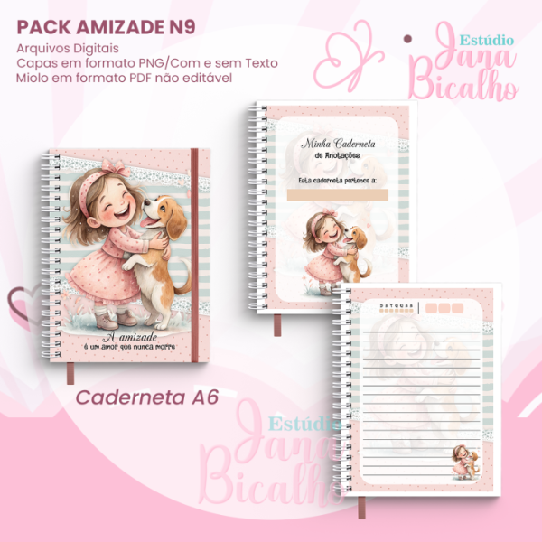 PACK Caderno Pautado A5+Caderneta A6 - Amizade N9 - Imagem 3