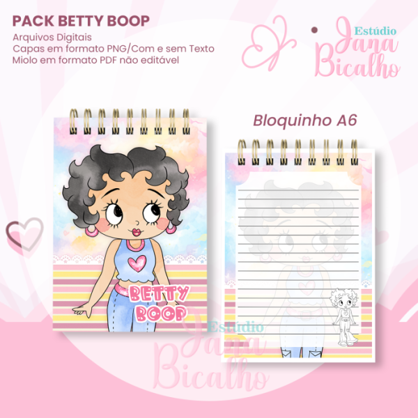 PACK Caderno Pautado A5+Bloquinho A6 - Betty Boop - Imagem 3