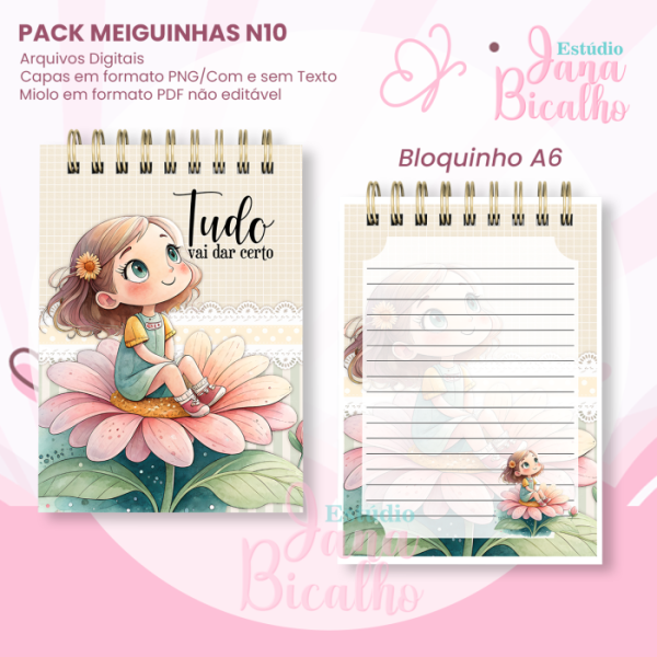 PACK Caderno Pautado A5+Bloquinho A6 - Coleção Meiguinhas N10 - Imagem 3