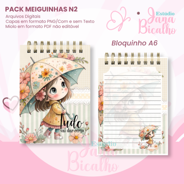 PACK Caderno Pautado A5+Bloquinho A6 - Coleção Meiguinhas N2 - Imagem 3