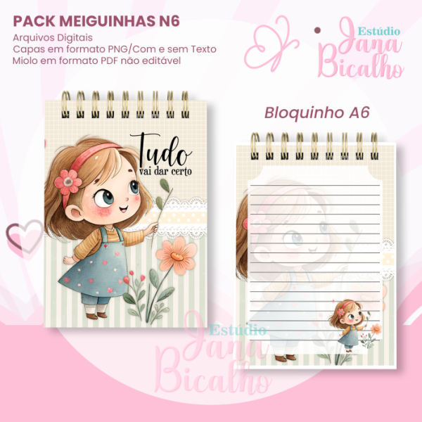 PACK Caderno Pautado A5+Bloquinho A6 - Coleção Meiguinhas N6 - Imagem 3