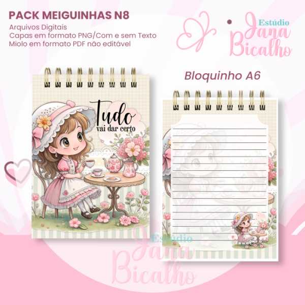 PACK Caderno Pautado A5+Bloquinho A6 - Coleção Meiguinhas N8 - Imagem 3