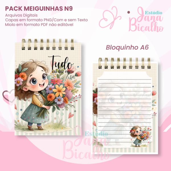 PACK Caderno Pautado A5+Bloquinho A6 - Coleção Meiguinhas N9 - Imagem 3
