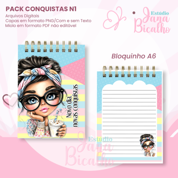 PACK Caderno Pautado A5+Bloquinho A6 - Conquistas N1 - Imagem 3