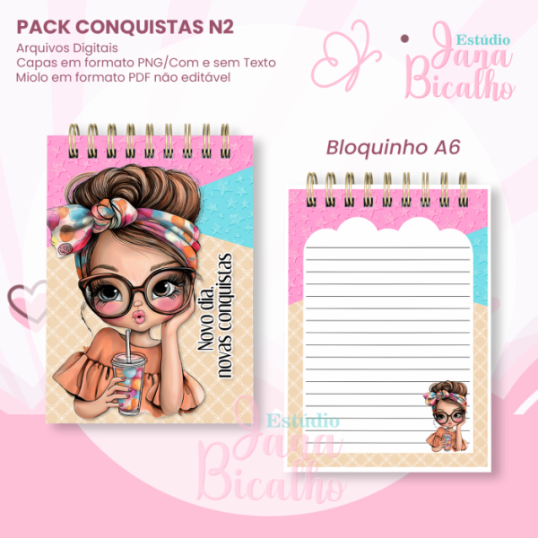 PACK Caderno Pautado A5+Bloquinho A6 - Conquistas N2 - Imagem 3