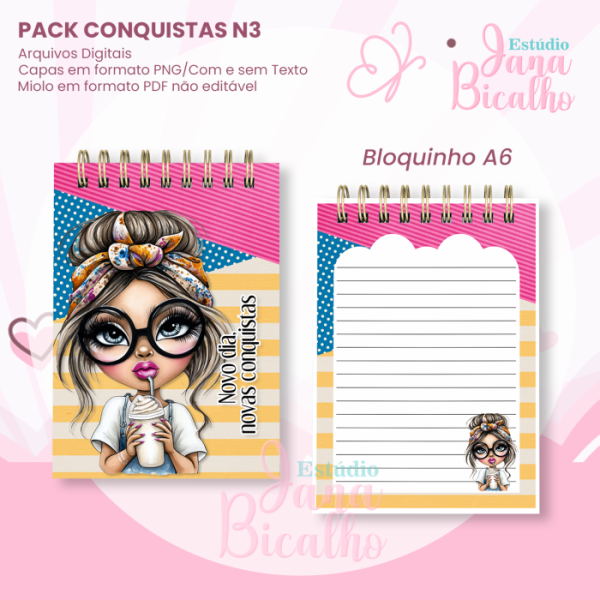 PACK Caderno Pautado A5+Bloquinho A6 - Conquistas N3 - Imagem 3