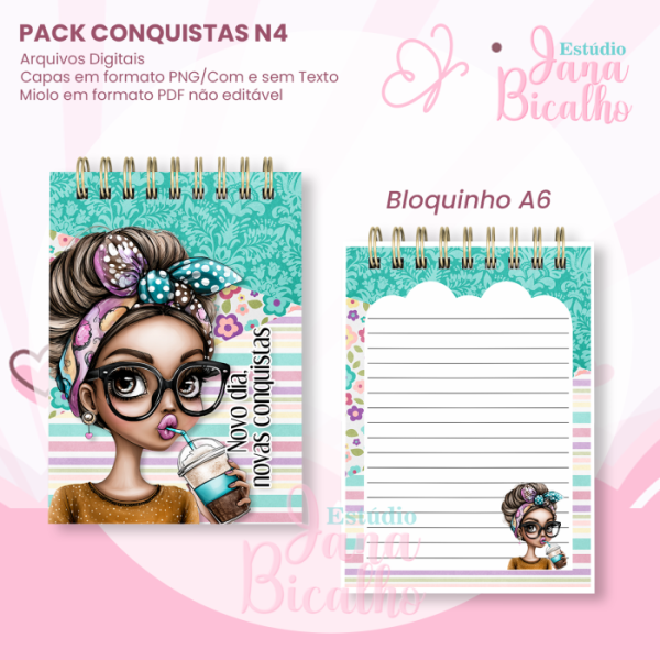 PACK Caderno Pautado A5+Bloquinho A6 - Conquistas N4 - Imagem 3