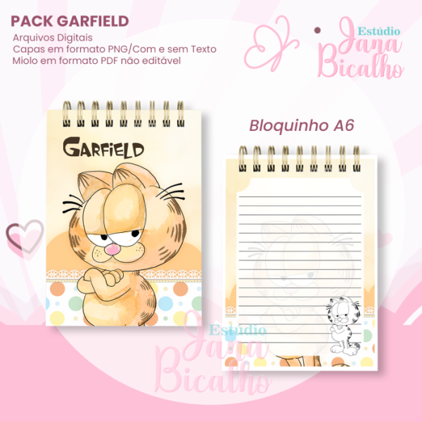 PACK Caderno Pautado A5+Bloquinho A6 - Garfield - Imagem 3