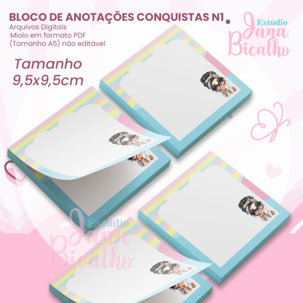 Bloco de Anotações 9,5x9,5cm Conquistas N1