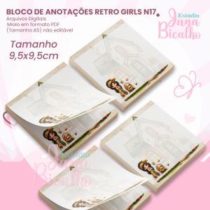 Bloco de Anotações 9,5x9,5cm Retro Girls N17