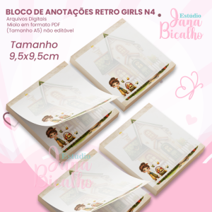 Bloco de Anotações 9,5x9,5cm Retro Girls N4