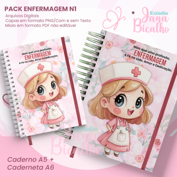 PACK Caderno Pautado A5+Caderneta A6 Enfermagem N1