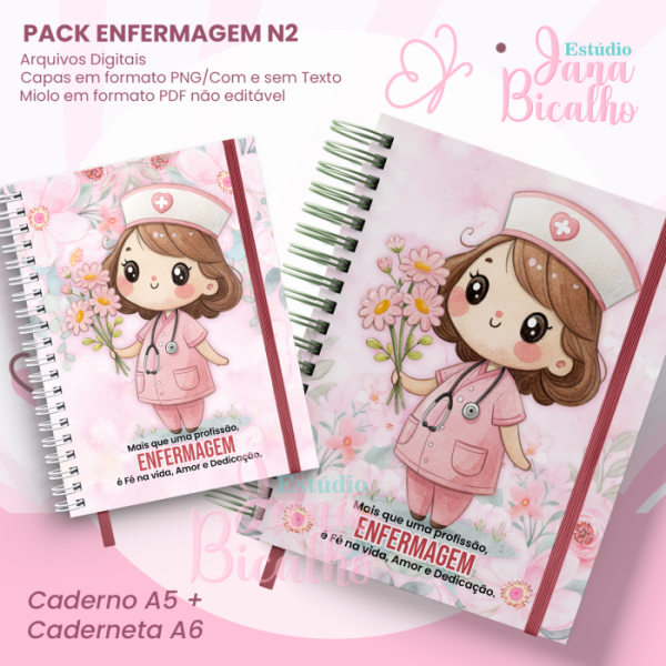PACK Caderno Pautado A5+Caderneta A6 Enfermagem N2