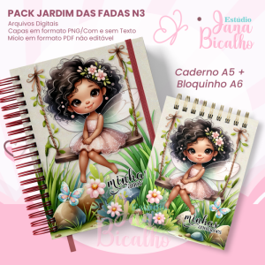 PACK Caderno Pautado A5+Bloquinho A6 Jardim das Fadas N3