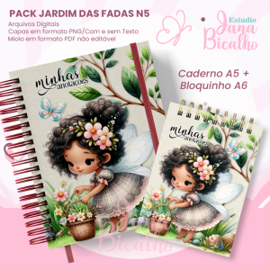 PACK Caderno Pautado A5+Bloquinho A6 Jardim das Fadas N5