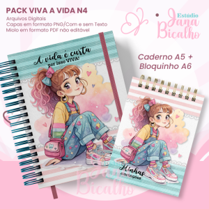 PACK Caderno Pautado A5+Bloquinho A6 Viva a Vida N4