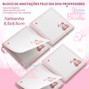 Bloco de Anotações 9,5x9,5cm Feliz Dia dos Professores