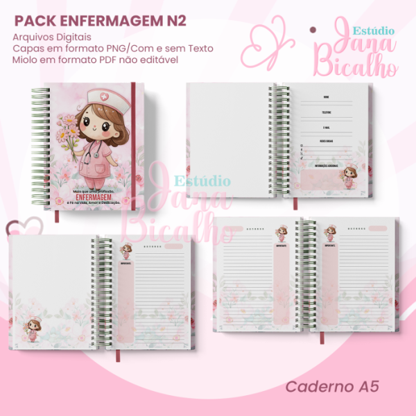 PACK Caderno Pautado A5+Caderneta A6 Enfermagem N2 - Imagem 2