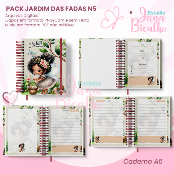PACK Caderno Pautado A5+Bloquinho A6 Jardim das Fadas N5 - Imagem 2