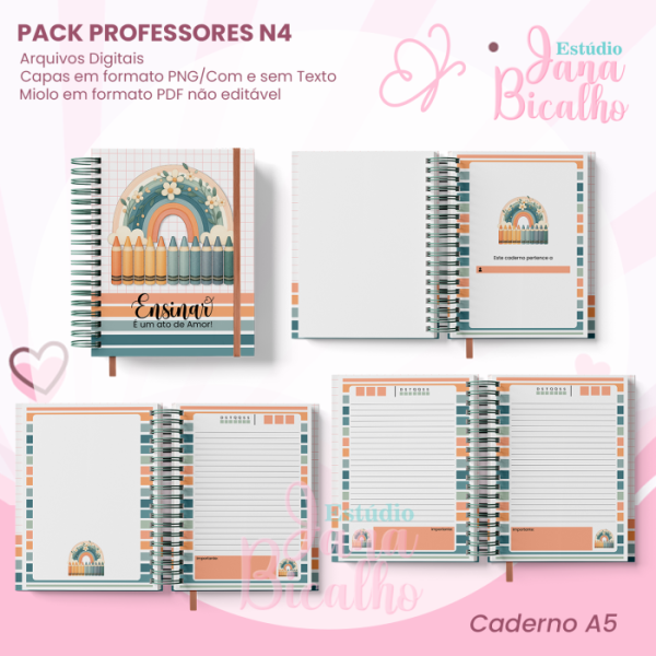 PACK Caderno Pautado A5+Bloquinho A6 Professores N4 - Imagem 2