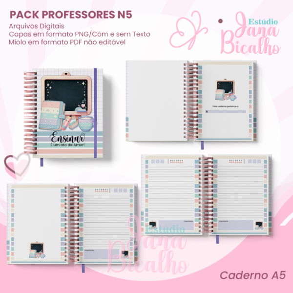 PACK Caderno Pautado A5+Bloquinho A6 Professores N5 - Imagem 2