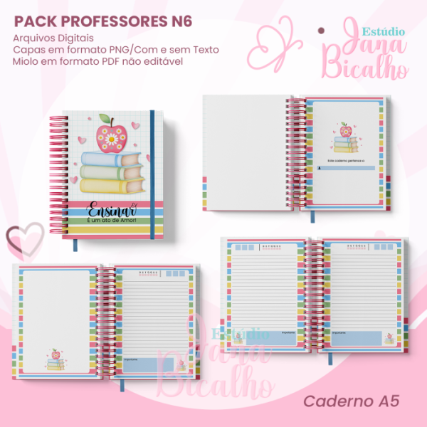 PACK Caderno Pautado A5+Bloquinho A6 Professores N6 - Imagem 2