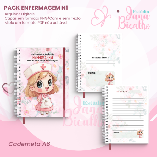 PACK Caderno Pautado A5+Caderneta A6 Enfermagem N1 - Imagem 3