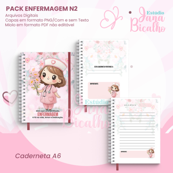 PACK Caderno Pautado A5+Caderneta A6 Enfermagem N2 - Imagem 3