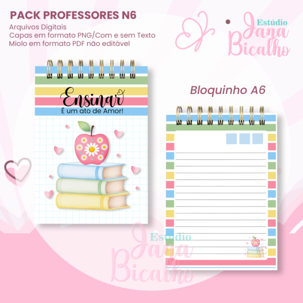 PACK Caderno Pautado A5+Bloquinho A6 Professores N6 - Imagem 3