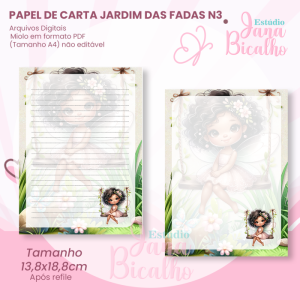 Papel de Carta Jardim das Fadas N3