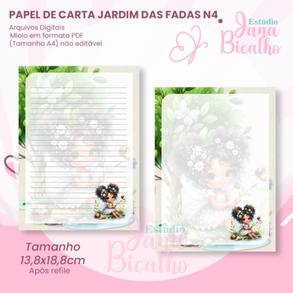 Papel de Carta Jardim das Fadas N4