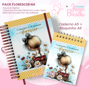PACK Caderno Pautado A5+Bloquinho A6 Florescer N4