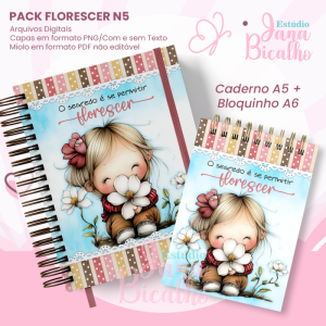 PACK Caderno Pautado A5+Bloquinho A6 Florescer N5