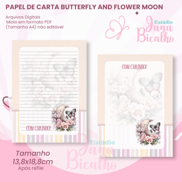 Papel de Carta Butterfly And Flower Moon - Imagem 2