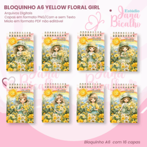 Bloquinho A6 Yellow Floral Girl 16 em 1