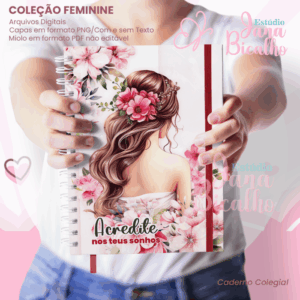 Caderno Colegial Coleção Feminine