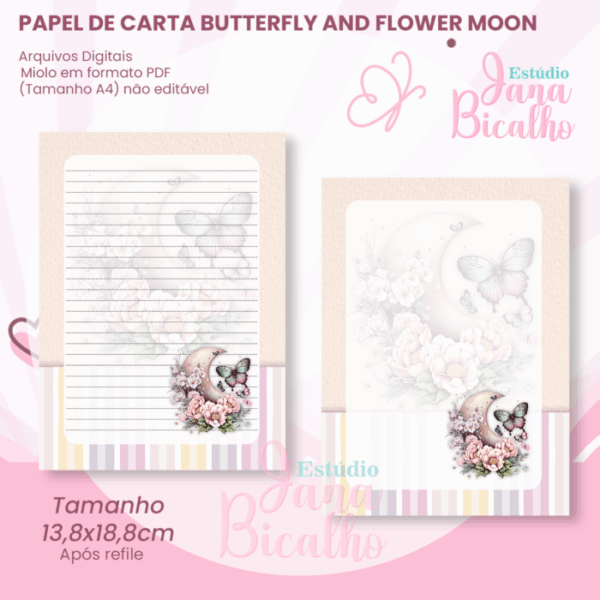 Papel de Carta Butterfly And Flower Moon - Imagem 3