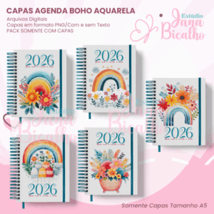 Pack Capas Agenda Boho Aquarela
