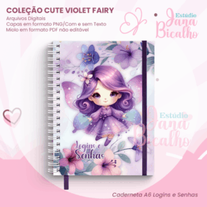 Caderneta A6 Login e Senha Coleção Cute Violet Fairy