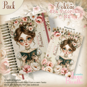 Caderno Pautado A5+Bloquinho A6  Coleção Era Vitoriana N2