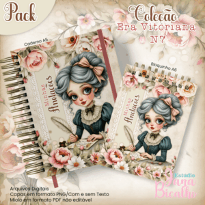 Caderno Pautado A5+Bloquinho A6  Coleção Era Vitoriana N7
