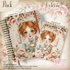 Caderno Pautado A5+Bloquinho A6  Coleção Era Vitoriana N8