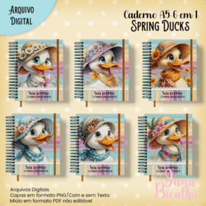 Caderno Pautado A5 Spring Ducks 6 em 1